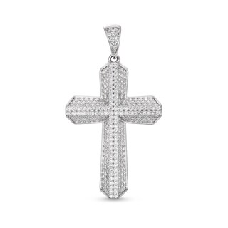 Sterling Silver CZ Large 3D Cross Necklace Charm