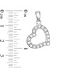 Thumbnail Image 2 of Cubic Zirconia Medium Tilted Open Heart Necklace Charm in Sterling Silver
