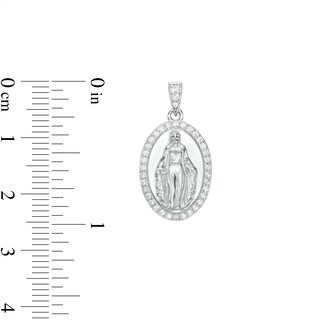Solid Sterling Silver CZ Oval Frame Our Lady of Guadalupe Necklace Charm