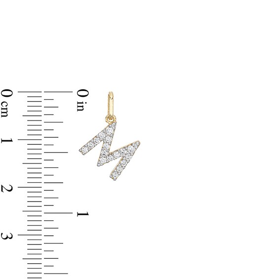Cubic Zirconia Small Pavé Initial Necklace Charm in 10K Gold