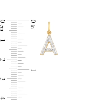 Cubic Zirconia Small Pavé A Initial Necklace Charm in 10K Gold