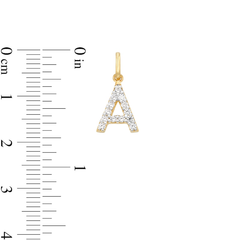Cubic Zirconia Small Pavé A Initial Necklace Charm in 10K Gold