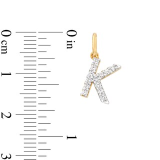 Cubic Zirconia Small Pavé K Initial Necklace Charm in 10K Gold