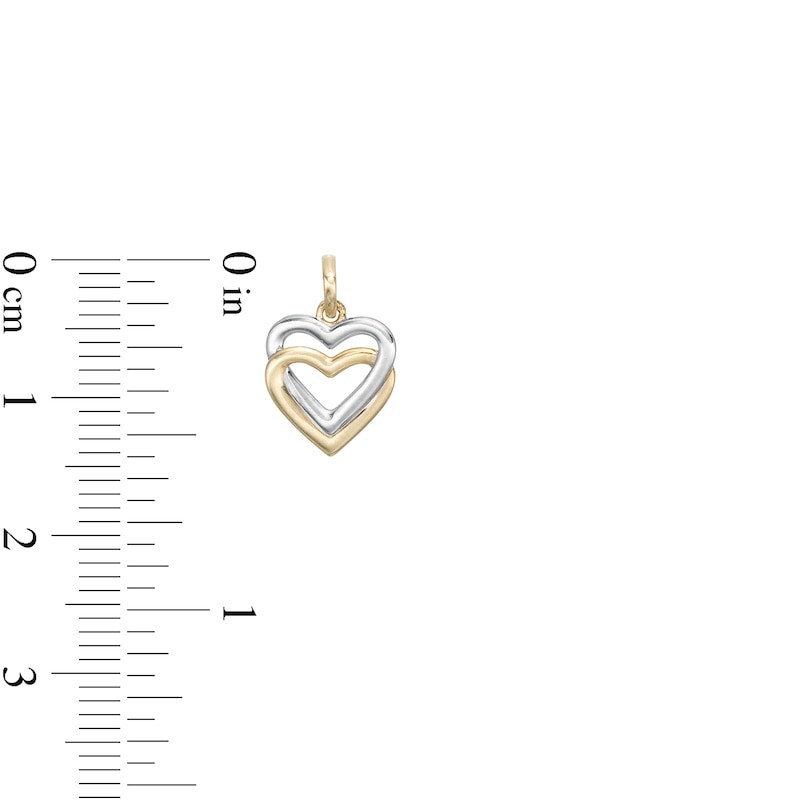 Main Image 2 of Interlocked Double Heart Two-Tone Necklace Charm in 10K Gold