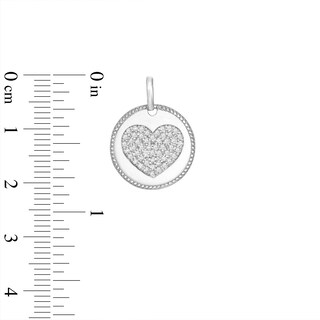 Sterling Silver CZ Pavé Heart Medallion Necklace Charm