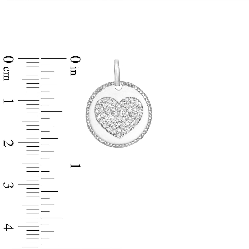 Main Image 2 of Sterling Silver CZ Pavé Heart Medallion Necklace Charm
