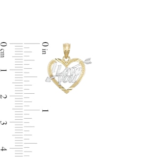 I Love You Arrow Heart Two-Tone Necklace Charm in 10K Gold