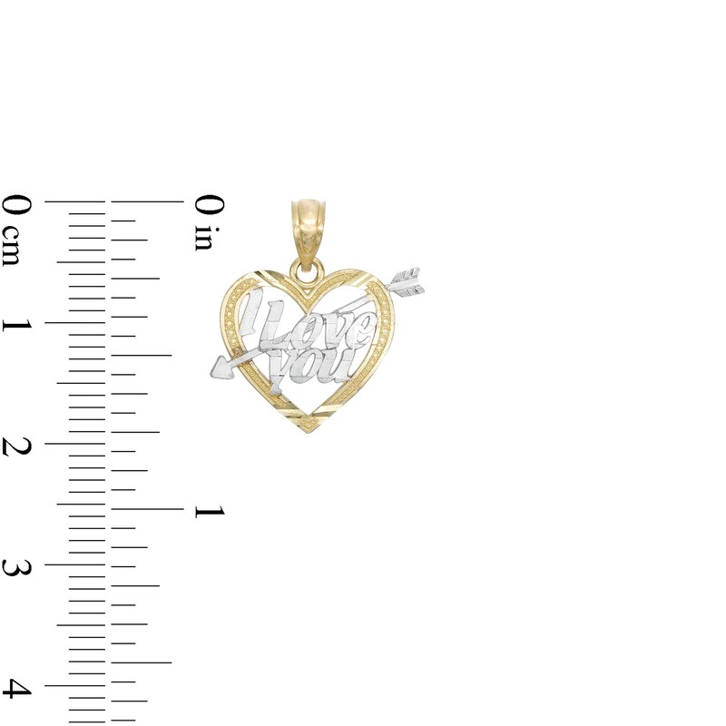 I Love You Arrow Heart Two-Tone Necklace Charm in 10K Gold