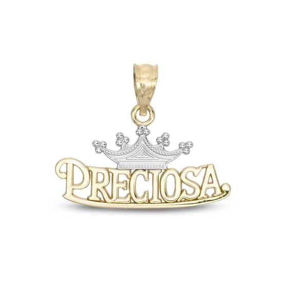 Preciosa Crown Two-Tone Necklace Charm in 10K Gold