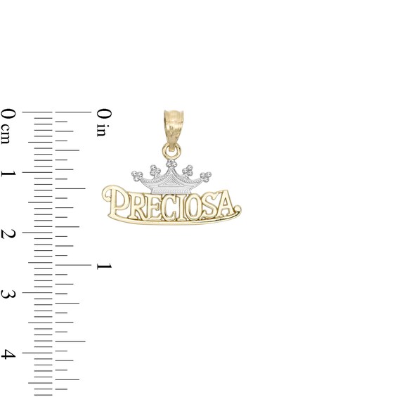 Preciosa Crown Two-Tone Necklace Charm in 10K Gold