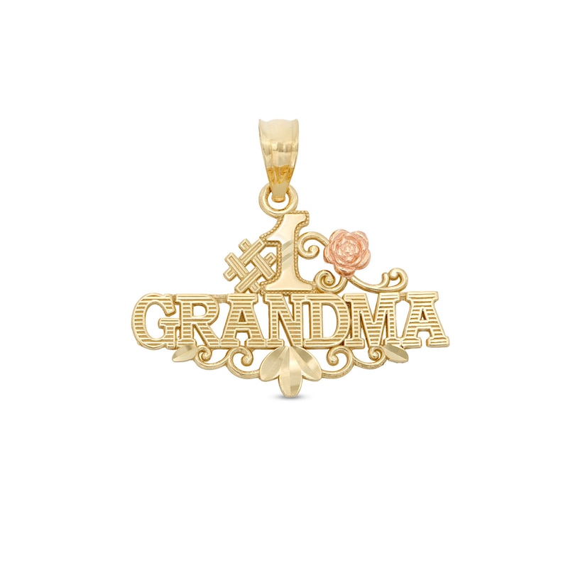 #1 Grandma Two-Tone Necklace Charm in 10K Gold