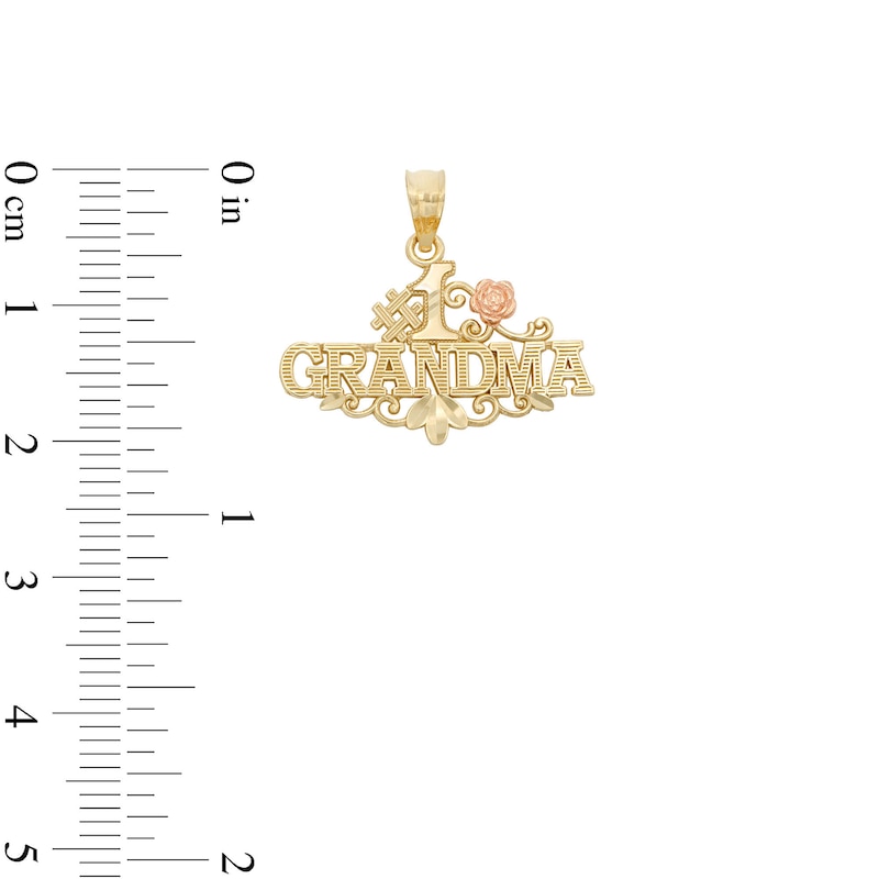 #1 Grandma Two-Tone Necklace Charm in 10K Gold