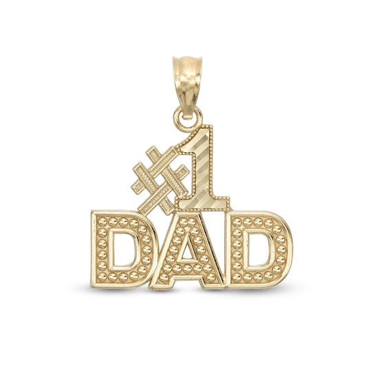 Diamond-Cut #1 Dad Necklace Charm in 10K Gold