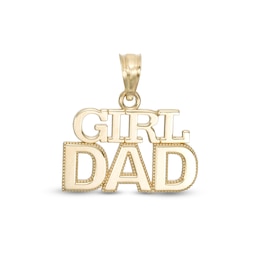Girl Dad Block Necklace Charm in 10K Gold