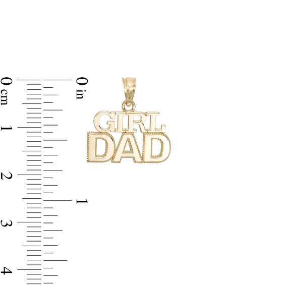 Girl Dad Block Necklace Charm in 10K Gold