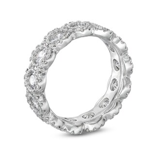 Cubic Zirconia Round Halo Ring in Solid Sterling Silver - Size 7