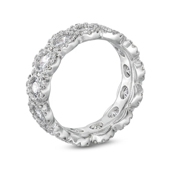 Cubic Zirconia Round Halo Ring in Solid Sterling Silver - Size 7