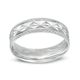 Diamond-Cut Band Ring in Solid Sterling Silver - Size 10