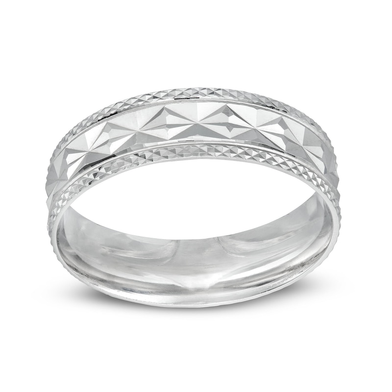 Main Image 1 of Diamond-Cut Band Ring in Solid Sterling Silver - Size 10