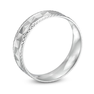 Diamond-Cut Band Ring in Solid Sterling Silver - Size 10
