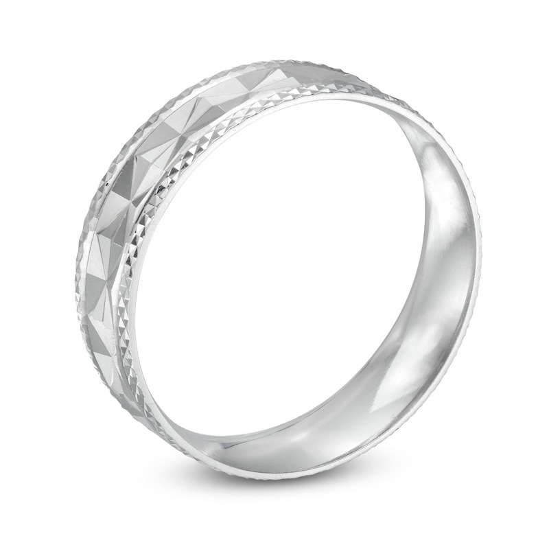 Diamond-Cut Band Ring in Solid Sterling Silver - Size 10