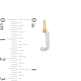 Cubic Zirconia Small Pavé J Initial Necklace Charm in 10K Gold