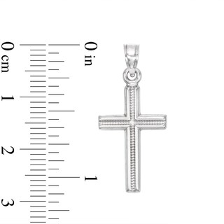 Small Milgrain Cross Necklace Charm in Sterling Silver