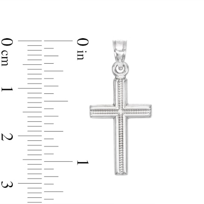 Small Milgrain Cross Necklace Charm in Sterling Silver