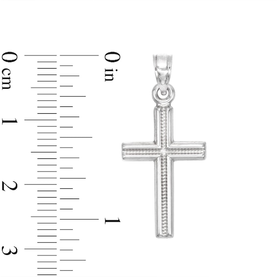 Small Milgrain Cross Necklace Charm in Sterling Silver