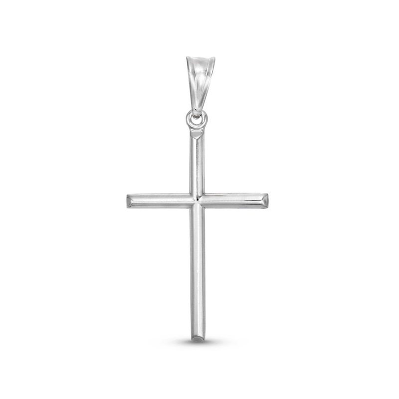 Main Image 1 of Diamond-Cut Skinny Cross Necklace Charm in Sterling Silver