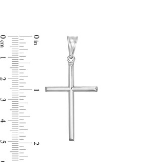 Diamond-Cut Skinny Cross Necklace Charm in Sterling Silver