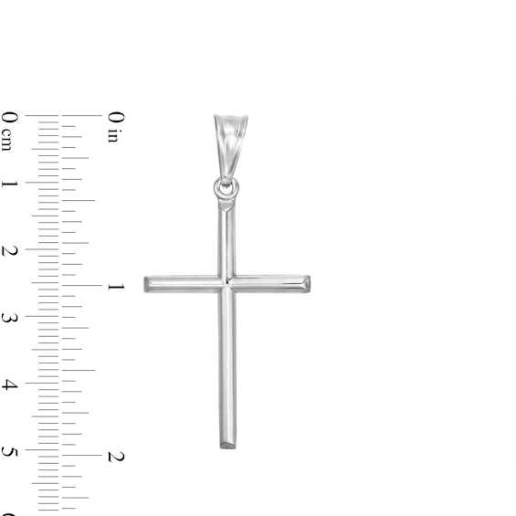 Diamond-Cut Skinny Cross Necklace Charm in Sterling Silver