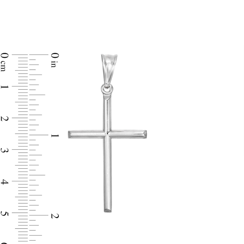Main Image 2 of Diamond-Cut Skinny Cross Necklace Charm in Sterling Silver