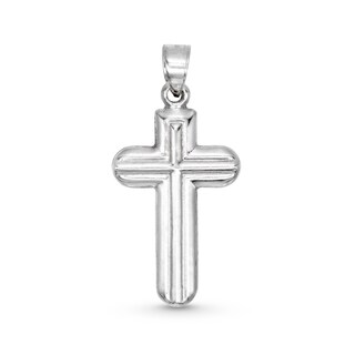 Sterling Silver Defined Round Edge Cross Necklace Charm