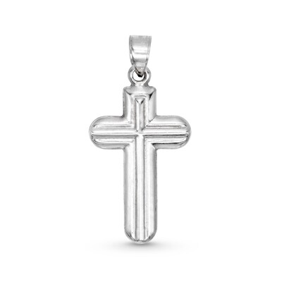 Sterling Silver Defined Round Edge Cross Necklace Charm