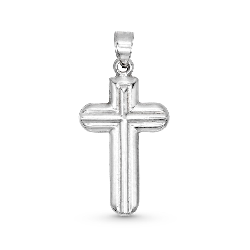 Sterling Silver Defined Round Edge Cross Necklace Charm
