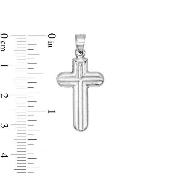 Sterling Silver Defined Round Edge Cross Necklace Charm
