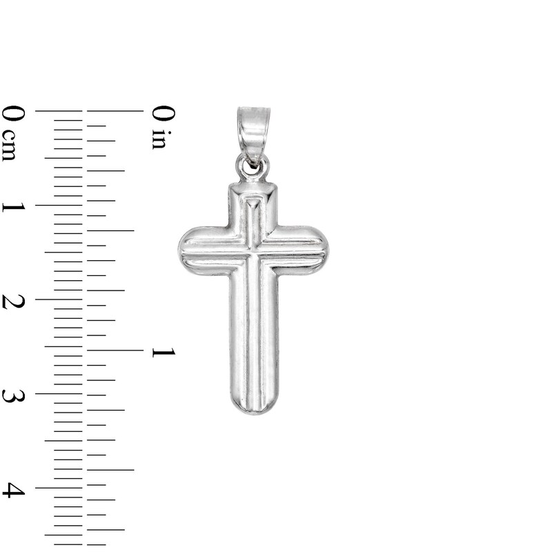 Main Image 2 of Sterling Silver Defined Round Edge Cross Necklace Charm