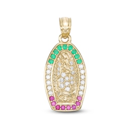 10K Gold CZ Our Lady of Guadalupe Necklace Charm