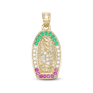 10K Gold CZ Our Lady of Guadalupe Necklace Charm