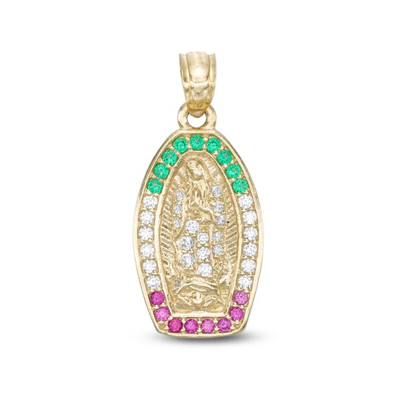 Cubic Zirconia Our Lady of Guadalupe Necklace Charm in 10K Gold