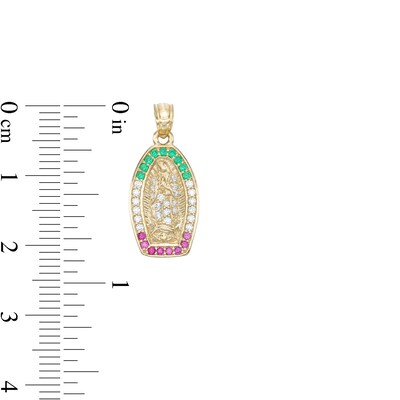 10K Gold CZ Our Lady of Guadalupe Necklace Charm