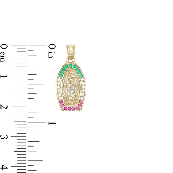 10K Gold CZ Our Lady of Guadalupe Necklace Charm