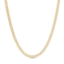 Made in Italy 2.9mm Diamond-Cut Pavé Cuban Chain Necklace in 10K Hollow Gold - 16&quot;