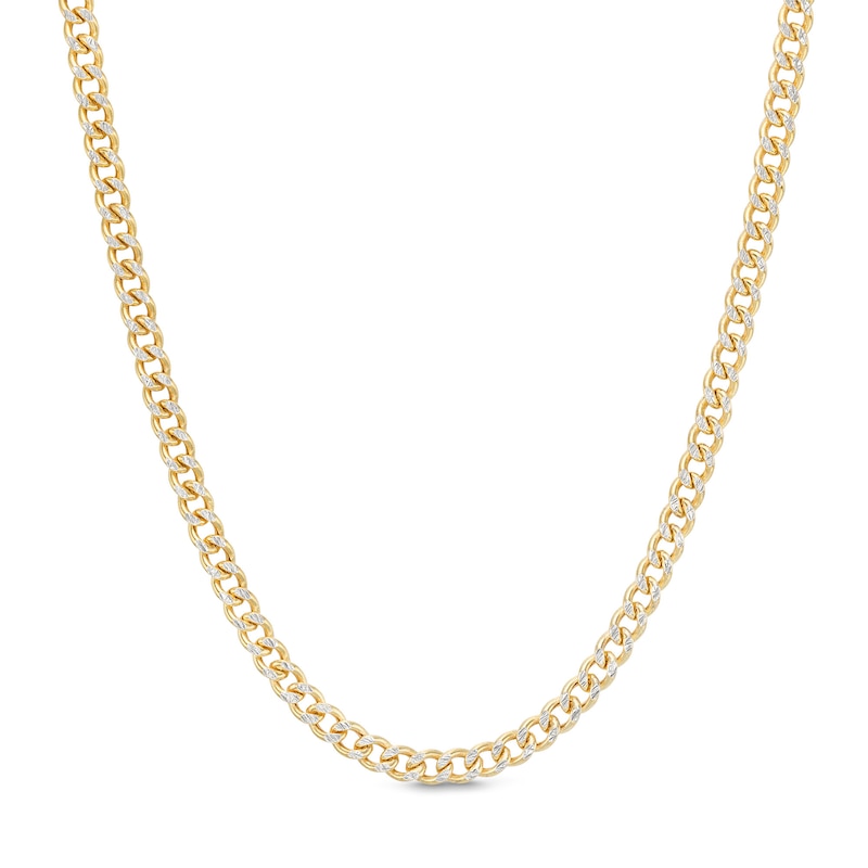 Made in Italy 2.9mm Diamond-Cut Pavé Cuban Chain Necklace in 10K Hollow Gold - 16"