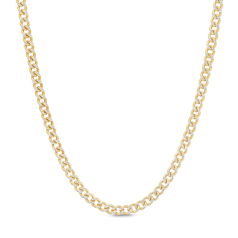 Main Image 1 of Made in Italy 2.9mm Diamond-Cut Pavé Cuban Chain Necklace in 10K Hollow Gold - 16"