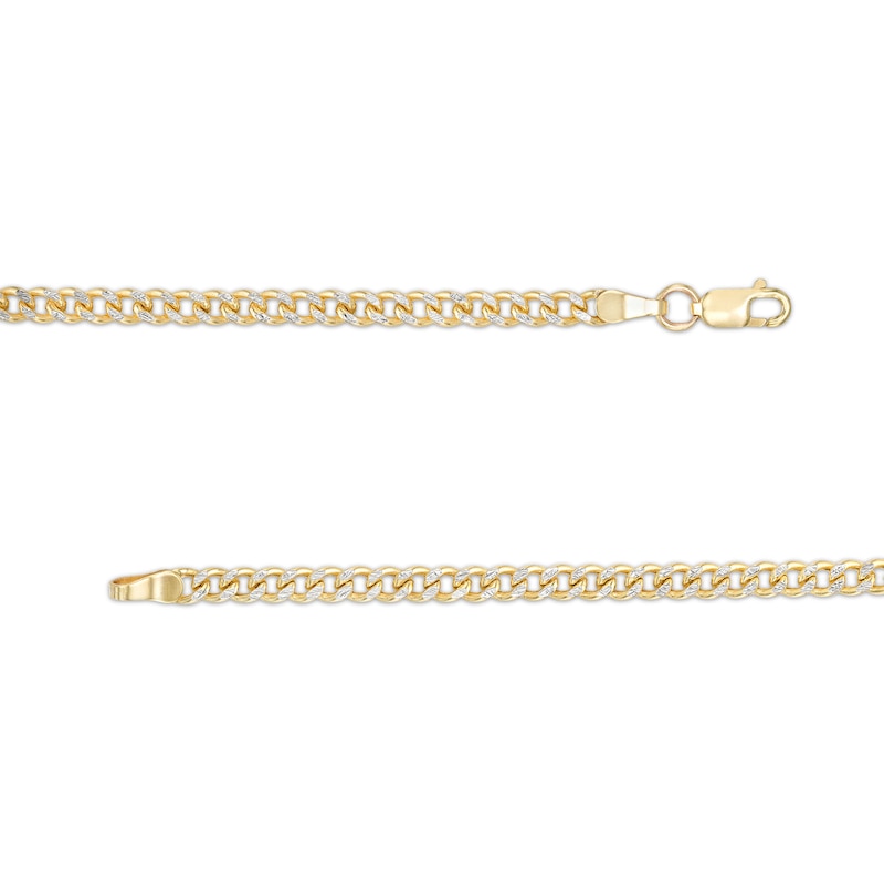 Main Image 2 of Made in Italy 2.9mm Diamond-Cut Pavé Cuban Chain Necklace in 10K Hollow Gold - 16"