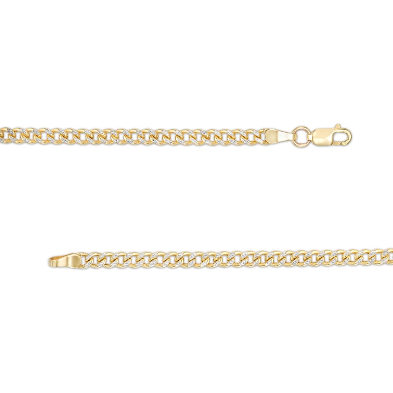 Made in Italy 2.9mm Diamond-Cut Pavé Cuban Chain Necklace in 10K Hollow Gold - 16"