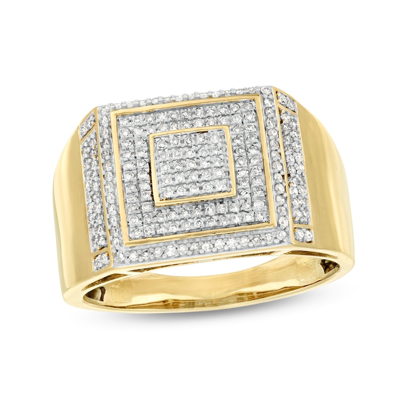 1/2 CT. T.W. Diamond Square Ring in Sterling Silver with 14K Gold Plate