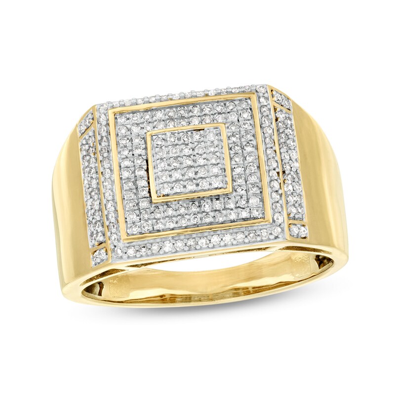 1/2 CT. T.W. Diamond Square Ring in Sterling Silver with 14K Gold Plate